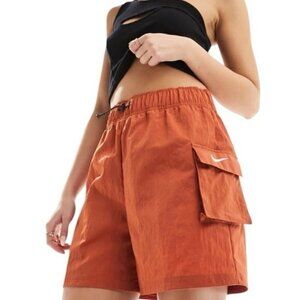 NIKE Women’s Woven High Rise Loose Fit Shorts Rust Brown NEW